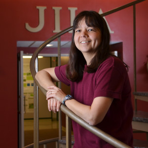 Deborah Jin, CU-Boulder Adjoint professor of Physics, photographed in one of the lobbies of the JILA facility on the CU-Boulder campus. (Photo by Glenn Asakawa/University of Colorado)